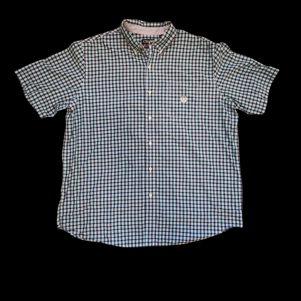 Chaps Plaid Short Sleeve Button Down 2XLT